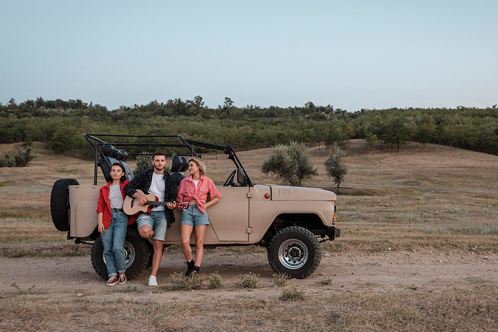 Group of people exploring wildlife on a thrilling safari