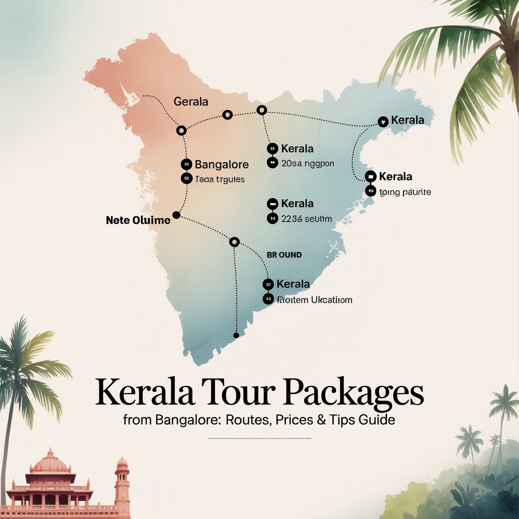 Kerala tour packages from Bangalore map showing travel routes, destinations, and itinerary highlights