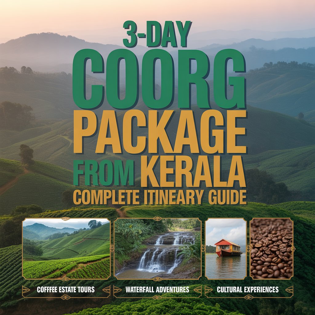 3-day Coorg package from Kerala scenic itinerary with hills waterfalls and coffee plantations